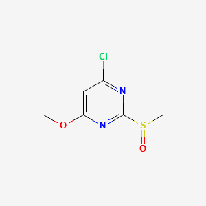 4-Chloro-2-methanesulfinyl-6-methoxy-pyrimidine structure, CAS 1289385-30-3