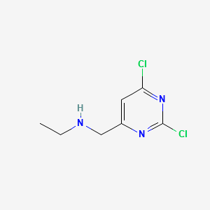 (2,6-Dichloro-pyrimidin-4-ylmethyl)-ethyl-amine structure, CAS 1289386-58-8