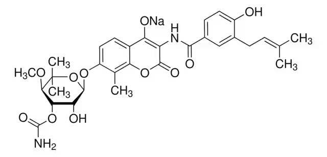Novobiocinsodiumsalt structure, CAS 1476-53-5