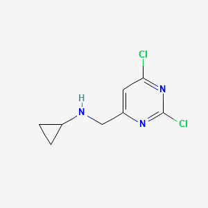 Cyclopropyl-(2,6-dichloro-pyrimidin-4-ylmethyl)-amine structure, CAS 1289387-98-9
