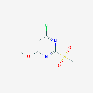 4-Chloro-2-methanesulfonyl-6-methoxy-pyrimidine structure, CAS 89466-55-7