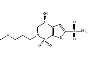 (S)-3,4-Dihydro-4-hydroxy-2-(3-methoxypropyl)-2H-thieno[3,2-e]-1,2-thiazine-6-sulfonamide 1,1-dioxide structure, CAS 154127-42-1