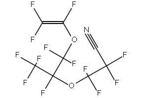 3-[1-[difluoro[(trifluorovinyl)oxy]methyl]-1,2,2,2-tetrafluoroethoxy]-2,2,3,3-tetrafluoropropiononitrile structure, CAS 69804-19-9