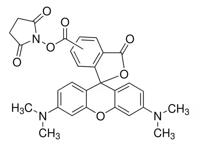 5(6)-Carboxytetramethylrhodamine succinimidyl ester structure, CAS 150408-83-6