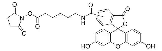 FLUORESCEIN-5(6)-CARBOXAMIDOCAPROIC ACID N-SUCCINIMIDYL ESTER structure, CAS 114616-31-8