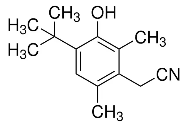 (4-tert-butyl-3-hydroxy-2,6-dimethylphenyl)acetonitrile structure, CAS 55699-10-0
