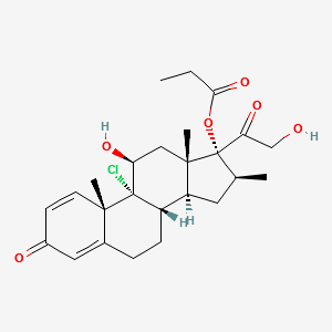 9-chloro-11beta,17,21-trihydroxy-16beta-methylpregna-1,4-diene-3,20-dione 17-propionate structure, CAS 5534-18-9