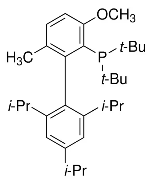 2-Di-tert-butylphosphino-3-Methoxy-6-Methyl-2',4',6'-triisopropyl-1,1'-biphenyl structure, CAS 1262046-34-3