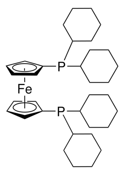 1,1'-Bis(dicyclohexylphosphino)ferrocene structure, CAS 146960-90-9