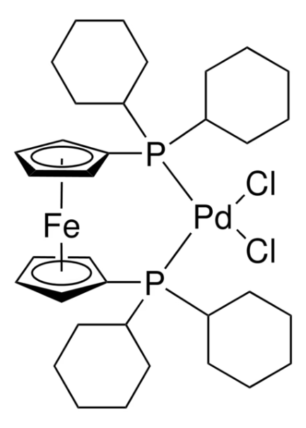 Dichloro[1,1'-bis(dicyclohexylphosphino)ferrocene]palladium(II) structure, CAS 917511-90-1