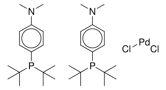 Bis(di-tert-butyl(4-dimethylaminophenyl)phosphine)dichloropalladium(II) structure, CAS 887919-35-9