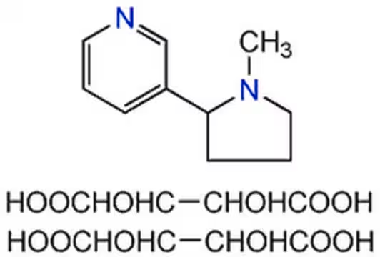 Nicotine ditartrate structure, CAS 65-31- 6