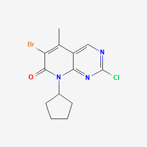 6-broMo-2-chloro-8-cyclopentyl-5-Methylpyrido[2,3-d]pyriMidin-7(8H)-one structure, CAS 1016636-76-2