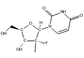 (2'R)-2'-Deoxy-2'-fluoro-2'-methyluridine structure, CAS 863329-66-2