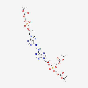 2,4,6,8-Tetraoxa-5-phosphanonanedioic acid, 5-[[(1R)-2-[6-[[[[9-[(2R)-5-hydroxy-2,11-diMethyl-5-oxido-9-oxo-3,6,8,10-tetraoxa-5-phosphadodec-1-yl]-9H-purin-6-yl]aMino]Methyl]aMino]-9H-purin-9-yl]-1-Methylethoxy]Methyl]-, 1,9-bis(1-Methylethyl) ester, 5-ox structure, CAS 1093279-77-6