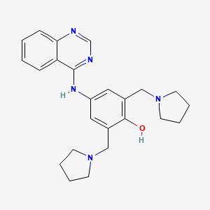 2,6-bis(pyrrolidin-1-ylmethyl)-4-(quinazolin-4-ylamino)phenol structure, CAS 72063-47-9