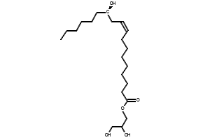 2,3-dihydroxypropyl 12-hydroxy-9-octadecenoate structure, CAS 141-08-2