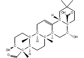 (3beta,4alpha,16alpha)-3,16-dihydroxy-23-oxoolean-12-en-28-oic acid structure, CAS 631-01-6
