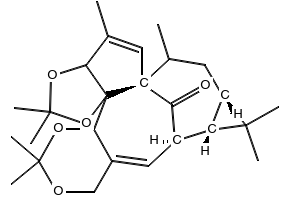 (1aR,7bR)-1aα,2,7aα,13,14,14aα-Hexahydro-1,1,6,6,9,9,11,13α-octamethyl-10aαH-2α,12aα-methano-1H,4H-cyclopropa[5,6][1,3]dioxolo[2',3']cyclopenta[1',2':9,10]cyclodeca[1,2-d][1,3]dioxin-15-one Ingenol-3,4:5,20-diacetonide Ingenol 3,4:5,20-bisacetonide structure, CAS 77573-44-5