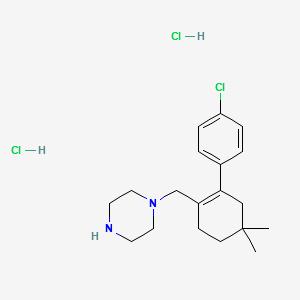 1-((4'-chloro-5,5-dimethyl-3,4,5,6-tetrahydro-[1,1'-biphenyl]-2-yl)methyl)piperazine dihydrochloride structure, CAS 1628047-87-9