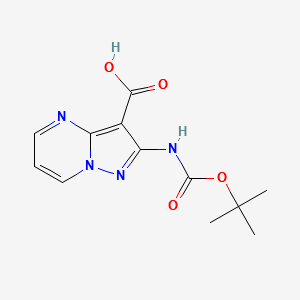 2-(tert-butoxycarbonylamino)pyrazolo[1,5-a]pyrimidine-3-carboxylic acid structure, CAS 1383056-73-2