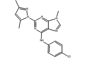 N-(4-chlorophenyl)-2-(3,5-diMethyl-1H-pyrazol-1-yl)-9-Methyl-9H-purin-6-aMine structure, CAS 1063331-94-1