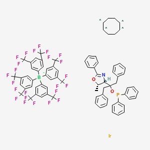 ((4S,5S)-(+)-O-[1-BENZYL-1-(5-METHYL-2-PHENYL-4,5-DIHYDRO-OXAZOL-4-YL)-2-PHENYLETHYL]-DIPHENYL-PHOSPHINITE)(1,5-COD)IRIDIUM (I) TETRAKIS(3,5-BIS(TRIFLUOROMETHYL)PHENYLBORATE structure, CAS 405235-55-4
