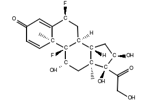 6-alpha,9-alpha-difluoro-11-beta,16-alpha,17-alpha,21-tetrahydroxypregna-1,4-diene-3,20-dione structure, CAS 807-38-5
