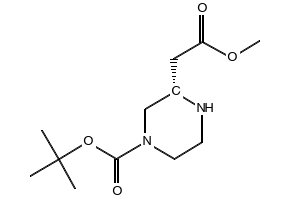 (S)-3-METHOXYCARBONYLMETHYL-PIPERAZINE-1-CARBOXYLIC ACID TERT-BUTYL ESTER structure, CAS 1217810-25-7
