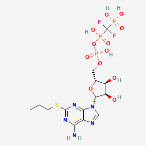 2-(Propylthio)adenosine-5'-O-(β,γ-difluoromethylene)triphosphatetetrasodiumsalt structure, CAS 145783-24-0