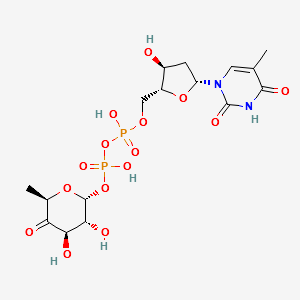 dTDP-4-keto-6-deoxy-D-glucose dTDP-6-deoxy-4-keto-alpha-D-glucose Thymidine 5'-(trihydrogen diphosphate) P'-(6-deoxy-alpha-D-xylo-hexopyranos-4-ulos-1-yl) ester Thymidine 5'-diphosphate 4-keto-6-deoxy-D-glucose structure, CAS 16752-71-9