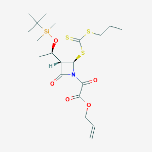 allyl2-((3S,4R)-3-((R)-1-((tert-butyldimethylsilyl)oxy)ethyl)-2-oxo-4-(((propylthio)carbonothioyl)thio)azetidin-1-yl)-2-oxoacetate structure, CAS 1392406-54-0