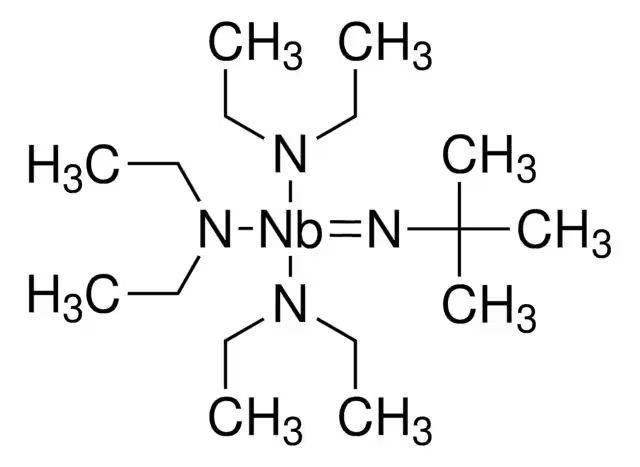tris(N-ethylethanaminato)[2-methyl-2-propanaminato(2-)]-niobium structure, CAS 210363-27-2