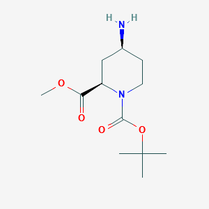 1-(tert-butyl) 2-methyl (2R,4S)-4-aminopiperidine-1,2-dicarboxylate structure, CAS 1638744-02-1