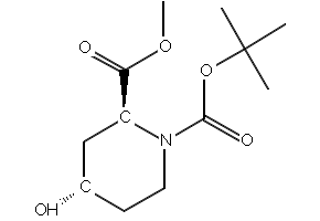 (2S,4S)-1-tert-butyl 2-methyl-4-hydroxypiperidine-1,2-dicarboxylate structure, CAS 254882-14-9