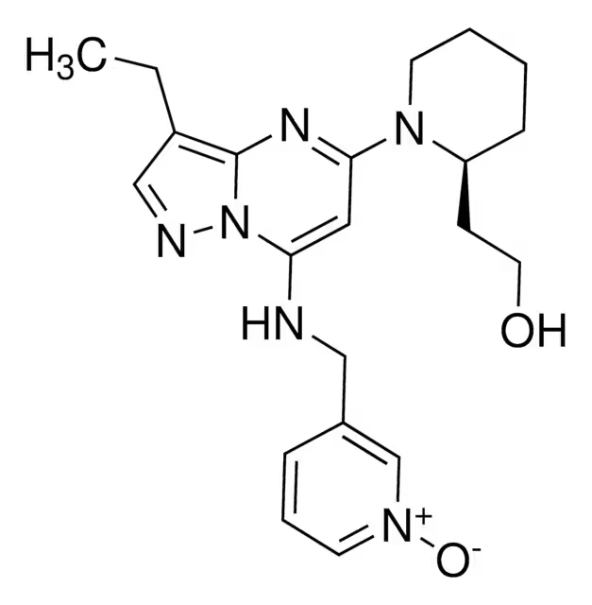 (2S)-1-[3-Ethyl-7-[[(1-oxido-3-pyridinyl)methyl]amino]pyrazolo[1,5-a]pyrimidin-5-yl]-2-piperidineethanol structure, CAS 779353-01-4