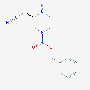 benzyl (S)-2-(cyanomethyl)piperazine-1-carboxylate hydrochloride structure, CAS 1242267-82-8