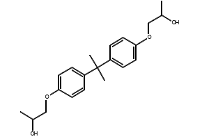 1,1'-isopropylidenebis(p-phenyleneoxy)dipropan-2-ol structure, CAS 116-37-0