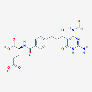 N-[4-[3-[2-Amino-4-(formylamino)-1,6-dihydro-6-oxo-5-pyrimidinyl]-3-oxopropyl]benzoyl]-L-glutamic Acid structure, CAS 1644286-35-0