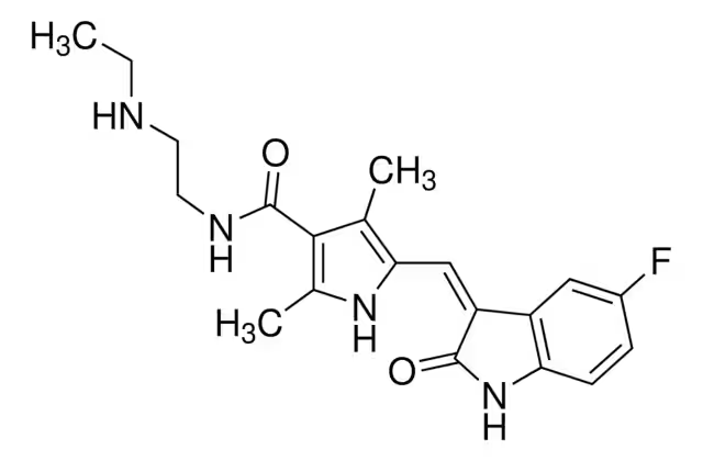 N-[2-(Ethylamino)ethyl]-5-[(Z)-(5-fluoro-1,2-dihydro-2-oxo-3H-indol-3-ylidene)methyl]-2,4-dimethyl-1H-pyrrole-3-carboxamide; structure, CAS 356068-97-8