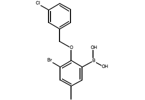 (2-((3-CHLOROBENZYL)OXY)-5-FLUOROPHENYL)BORONIC ACID structure, CAS 1256355-83-5