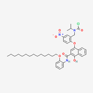 (2-((4-HYDROXY-3-((2-(TETRADECYLOXY)PHENYL)CARBAMOYL)NAPHTHALEN-1-YL)OXY)-5-NITROBENZYL)(ISOPROPYL)CARBAMIC CHLORIDE structure, CAS 127344-30-3