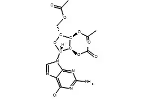 (2R,3R,4R,5R)-2-(ACETOXYMETHYL)-5-(2-AMINO-6-CHLORO-9H-PURIN-9-YL)TETRAHYDROFURAN-3,4-DIYL DIACETATE structure, CAS 16321-99-6