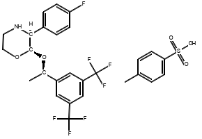 (2R,3S)-2-((R)-1-(3,5-BIS(TRIFLUOROMETHYL)PHENYL)ETHOXY)-3-(4-FLUOROPHENYL)MORPHOLINE 4-METHYLBENZENESULFONATE structure, CAS 200000-59-5
