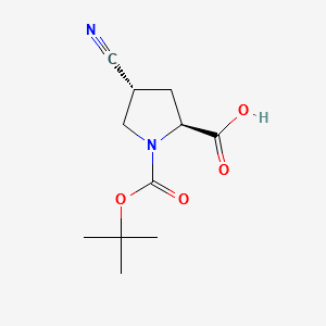(2S,4R)-1-(TERT-BUTOXYCARBONYL)-4-CYANOPYRROLIDINE-2-CARBOXYLIC ACID structure, CAS 273221-94-6