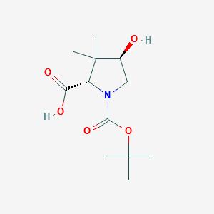(2S,4R)-1-(TERT-BUTOXYCARBONYL)-4-HYDROXY-3,3-DIMETHYLPYRROLIDINE-2-CARBOXYLIC ACID structure, CAS 173913-66-1
