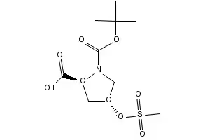 (2S,4S)-1-BENZOYL-4-((METHYLSULFONYL)OXY)PYRROLIDINE-2-CARBOXYLIC ACID structure, CAS 129155-63-1