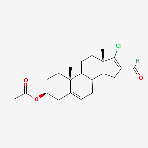 (3BETA)-3-(ACETYLOXY)-17-CHLOROANDROSTA-5,16-DIENE-16-CARBOXALDEHYDE structure, CAS 1865-56-1