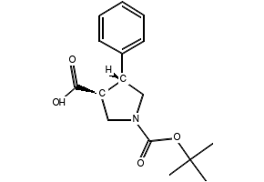 (3S,4R)-1-(TERT-BUTOXYCARBONYL)-4-PHENYLPYRROLIDINE-3-CARBOXYLIC ACID structure, CAS 884048-45-7