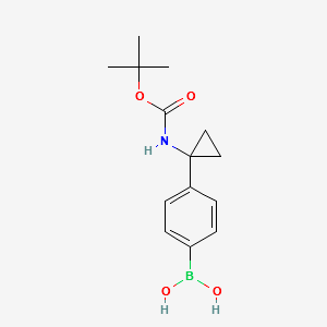 (4-(1-((TERT-BUTOXYCARBONYL)AMINO)CYCLOPROPYL)PHENYL)BORONIC ACID structure, CAS 1217500-58-7